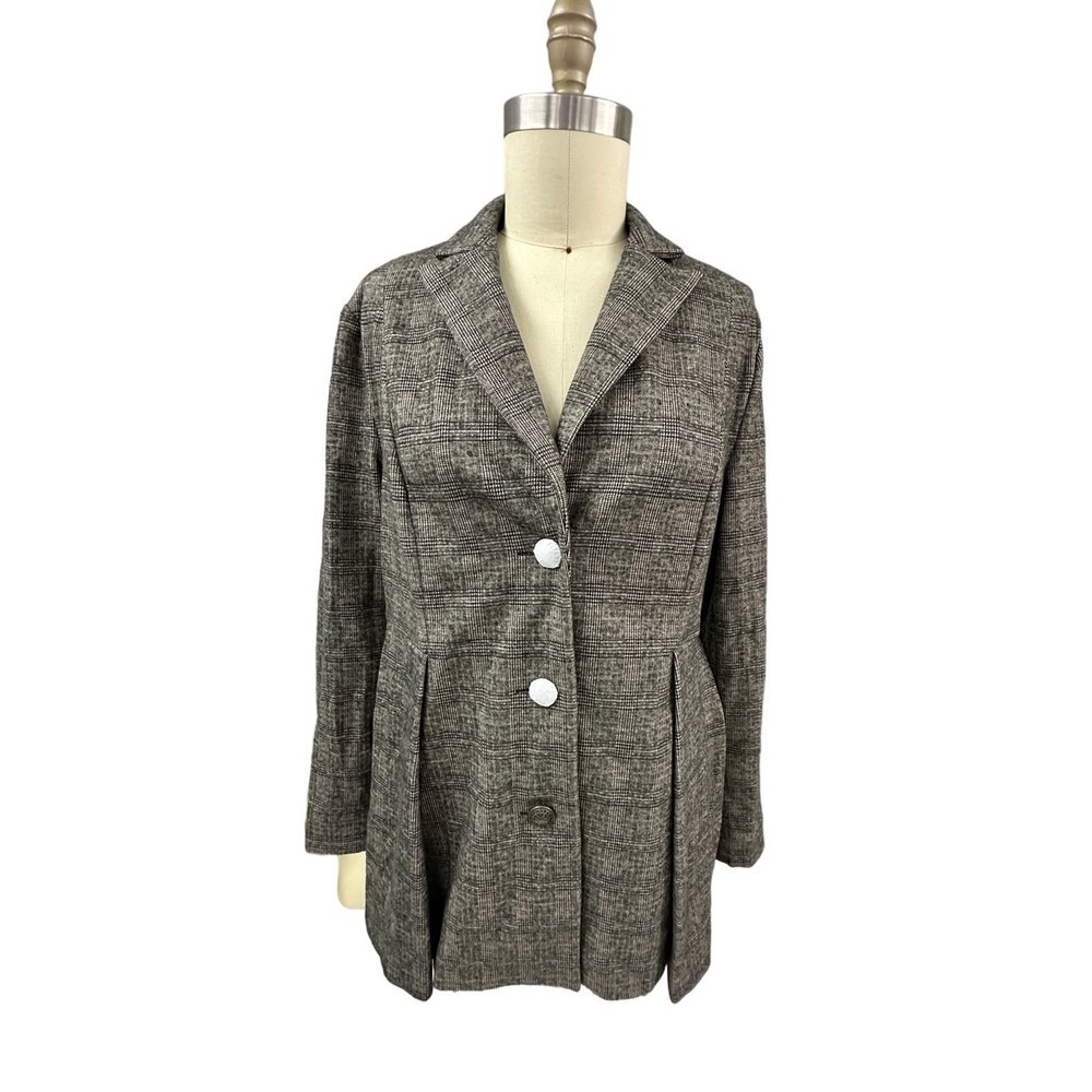 NEW Surroundings Sz L Herringbone Plaid Style 2DT10 Blazer 3 Button